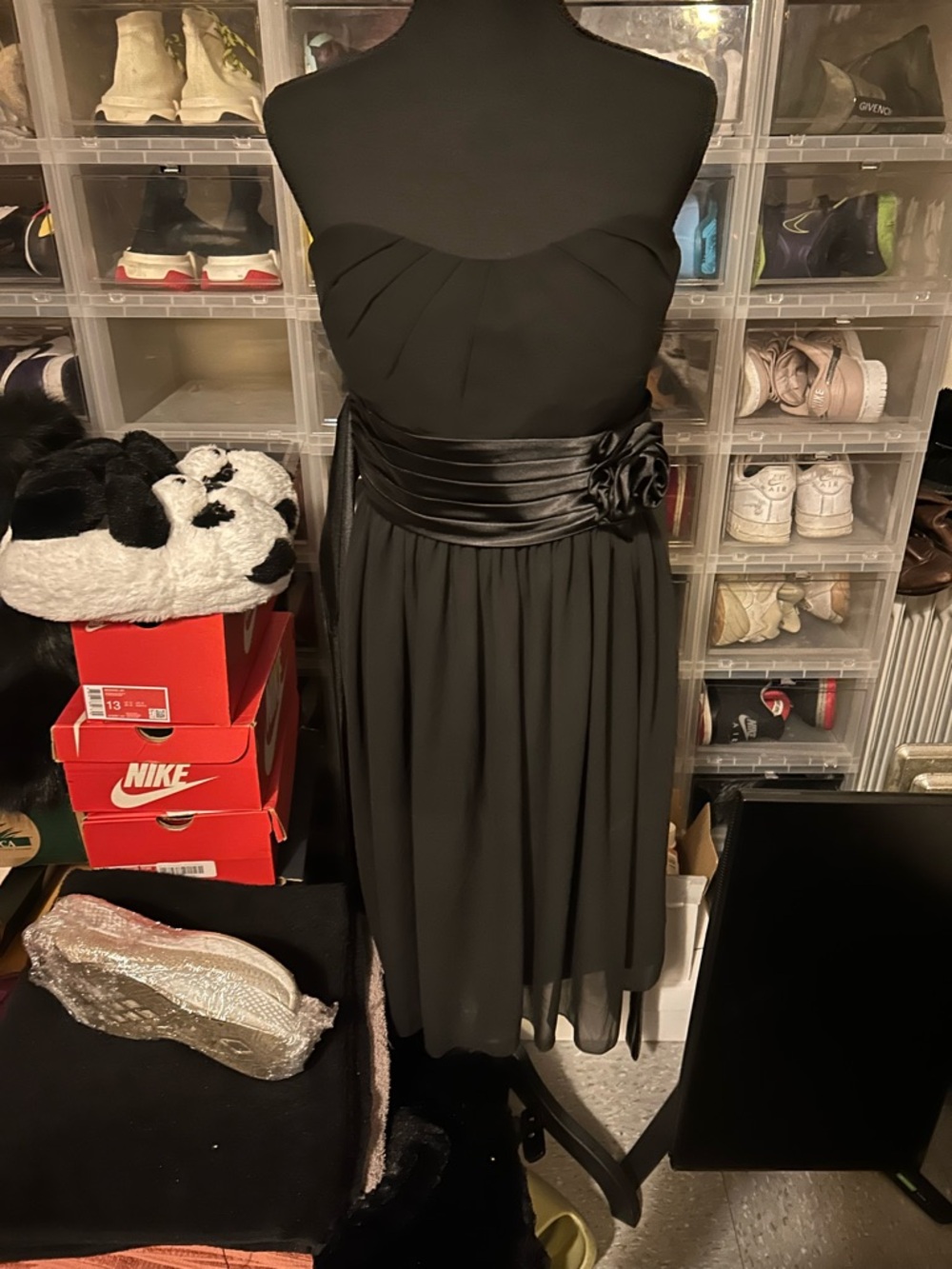 Black Strapless Cocktail Dress with Satin Waistband